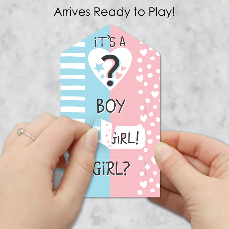 Girl Baby Gender Reveal - Party Game Pickle Cards - Team Boy or Girl Pull Tabs - Set of 12