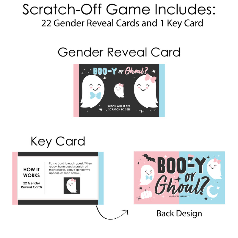 Girl Boo-y or Ghoul - Baby Girl Halloween Gender Reveal Party Scratch Off Cards - Baby Shower Game - 22 Count