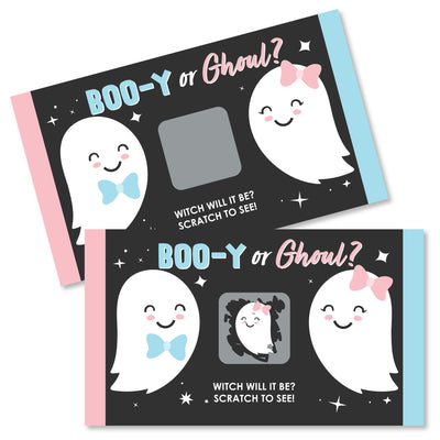 Girl Boo-y or Ghoul - Baby Girl Halloween Gender Reveal Party Scratch Off Cards - Baby Shower Game - 22 Count