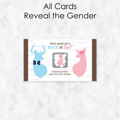 Girl Buck or Doe - Hunting Gender Reveal Scratch Off Cards - Baby Shower Game - 22 Count