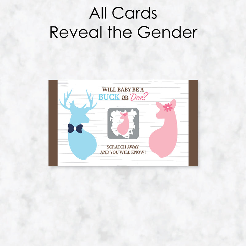 Girl Buck or Doe - Hunting Gender Reveal Scratch Off Cards - Baby Shower Game - 22 Count