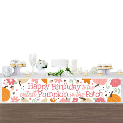Girl Little Pumpkin - Happy Birthday Fall Birthday Decorations Party Banner