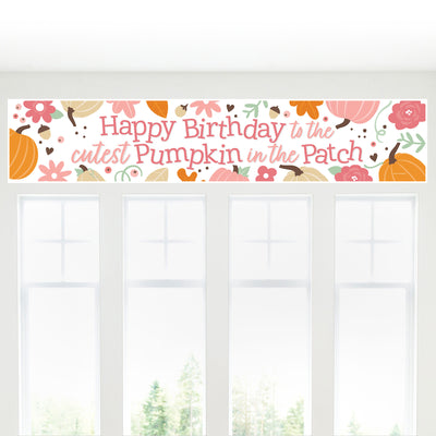 Girl Little Pumpkin - Happy Birthday Fall Birthday Decorations Party Banner