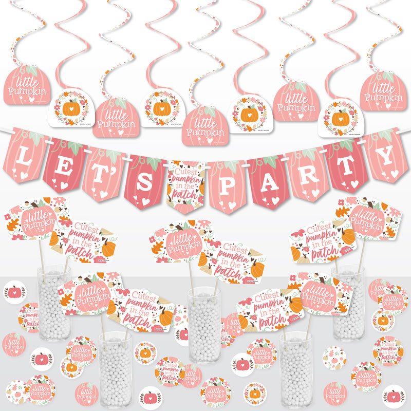 Girl Little Pumpkin - Fall Birthday Party or Baby Shower Supplies Decoration Kit - Decor Galore Party Pack - 51 Pieces
