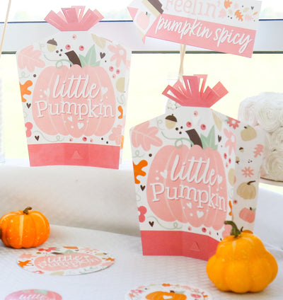 Girl Little Pumpkin - Table Decorations - Fall Birthday Party or Baby Shower Fold and Flare Centerpieces - 10 Count