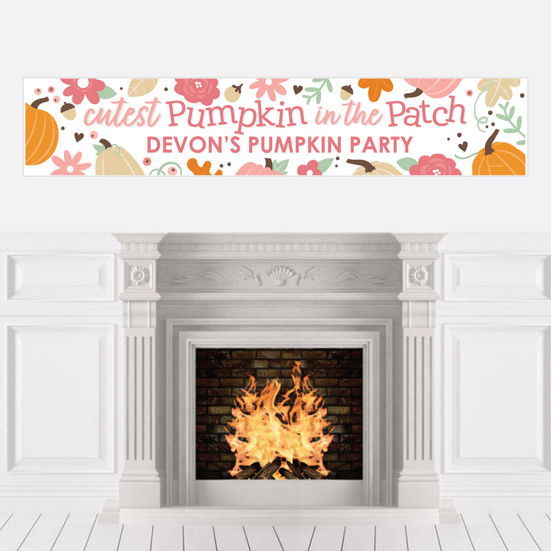 Girl Little Pumpkin - Personalized Fall Birthday Party or Baby Shower Banner
