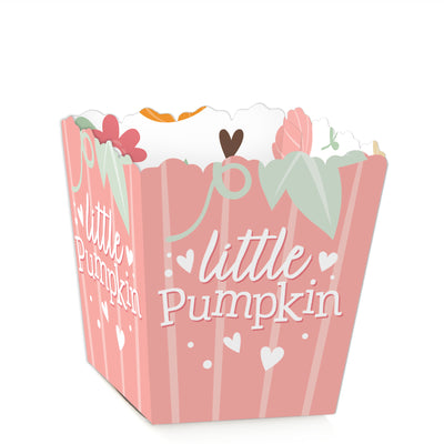 Girl Little Pumpkin - Party Mini Favor Boxes - Fall Birthday Party or Baby Shower Treat Candy Boxes - Set of 12