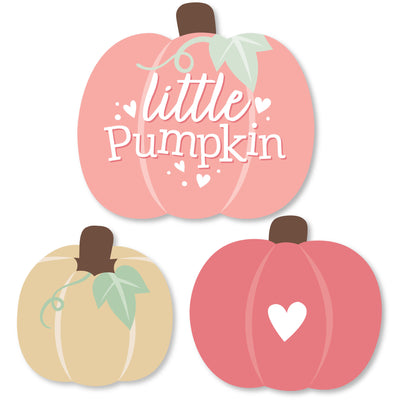 Girl Little Pumpkin - DIY Shaped Fall Birthday Party or Baby Shower Cut-Outs - 24 Count