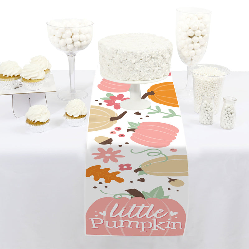 Girl Little Pumpkin - Petite Fall Birthday Party or Baby Shower Paper Table Runner - 12 x 60 inches