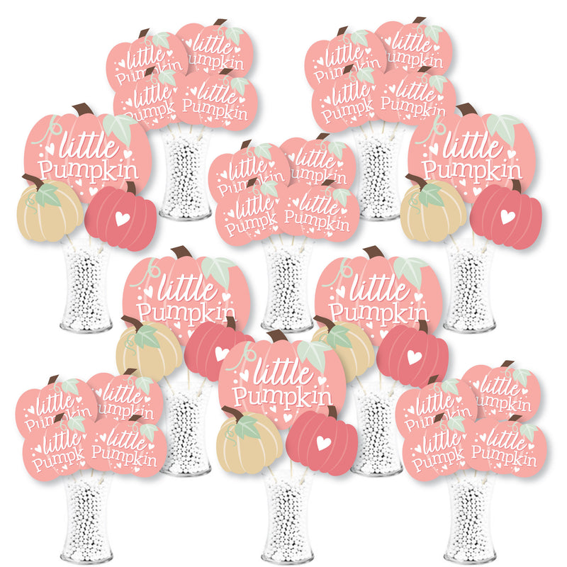 Girl Little Pumpkin - Fall Birthday Party or Baby Shower Centerpiece Sticks - Showstopper Table Toppers - 35 Pieces