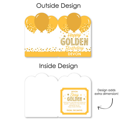 Golden Birthday - Happy Birthday Giant Greeting Card - Personalized Big Shaped Jumborific Card - 16.5 x 22 inches