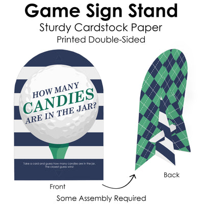 Par-Tee Time - Golf - How Many Candies Birthday or Retirement Party Game - 1 Stand and 40 Cards - Candy Guessing Game