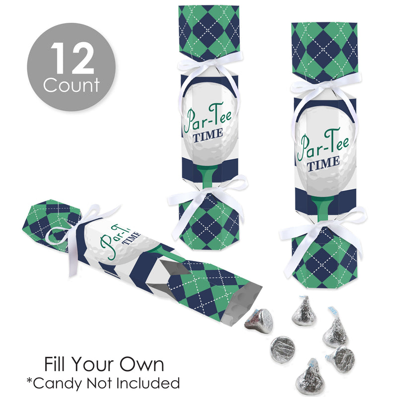 Par-Tee Time - Golf - No Snap Birthday or Retirement Party Table Favors - DIY Cracker Boxes - Set of 12