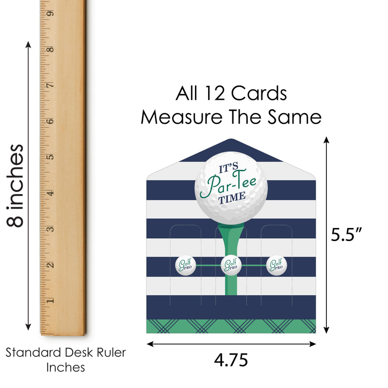Par-Tee Time - Golf - Birthday or Retirement Party Game Pickle Cards - Pull Tabs 3-in-a-Row - Set of 12