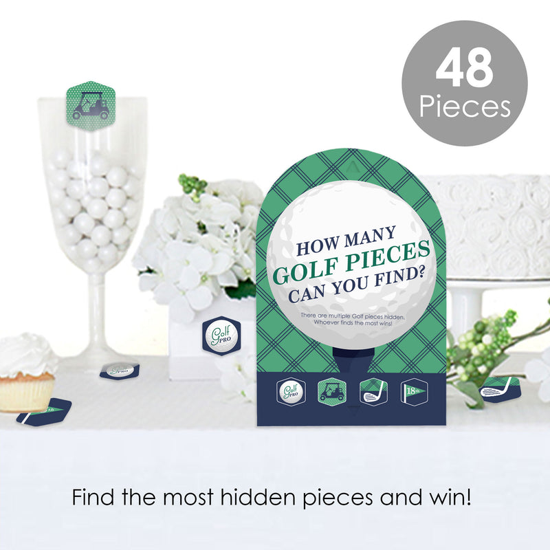 Par-Tee Time - Golf - Birthday or Retirement Party Scavenger Hunt - 1 Stand and 48 Game Pieces - Hide and Find Game