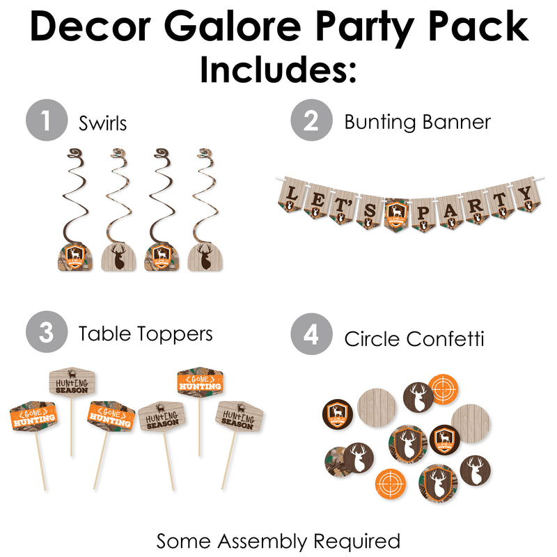 Gone Hunting - Deer Hunting Camo Baby Shower or Birthday Party Supplies Decoration Kit - Decor Galore Party Pack - 51 Pieces