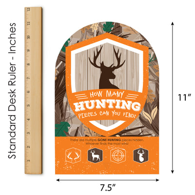 Gone Hunting - Deer Hunting Camo Baby Shower or Birthday Party Scavenger Hunt - 1 Stand and 48 Game Pieces - Hide and Find Game