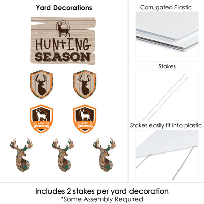 Gone Hunting - Yard Sign and Outdoor Lawn Decorations - Deer Hunting Camo Party Yard Signs - Set of 8