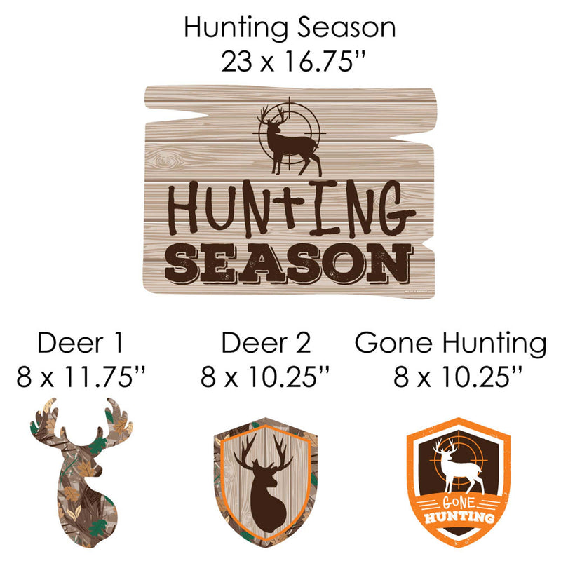Gone Hunting - Yard Sign and Outdoor Lawn Decorations - Deer Hunting Camo Party Yard Signs - Set of 8