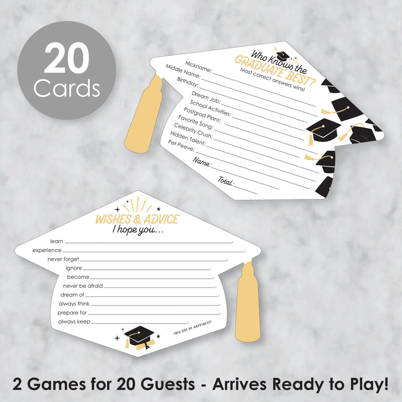 Goodbye High School, Hello College - 2-in-1 Graduation Party Cards - Activity Duo Games - Set of 20