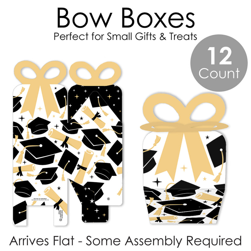 Goodbye High School, Hello College - Square Favor Gift Boxes - Graduation Party Bow Boxes - Set of 12
