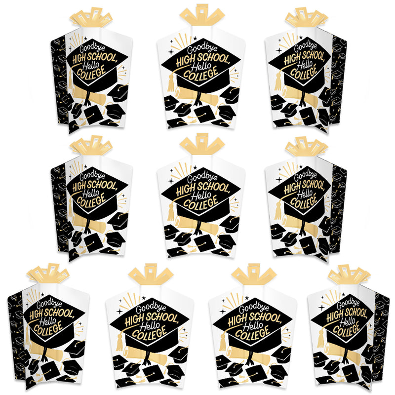 Goodbye High School, Hello College - Table Decorations - Graduation Party Fold and Flare Centerpieces - 10 Count