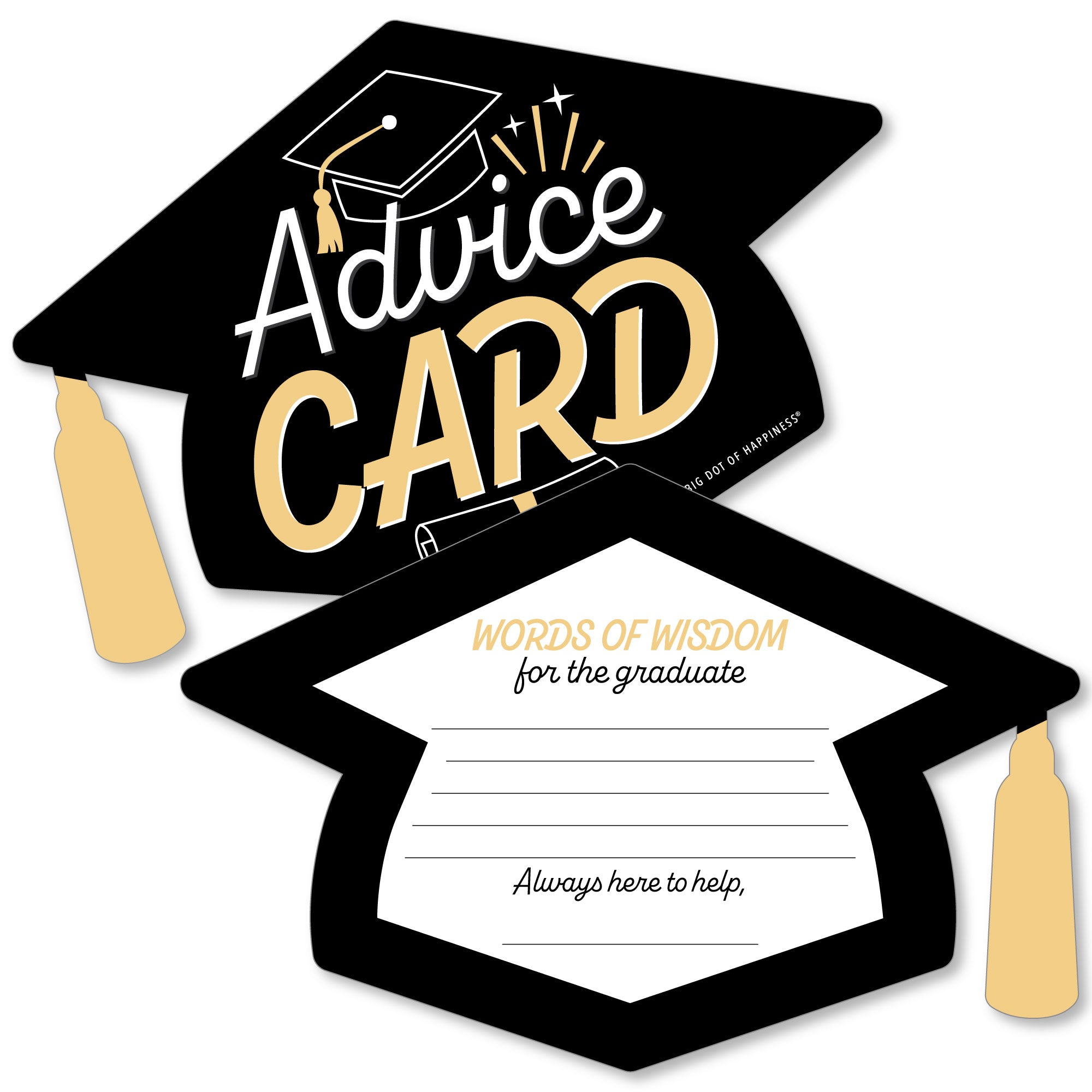 grad advice cards Goodbye High School, Hello College - Grad Cap Wish Card Graduation Party Activities - Shaped Advice Cards Game