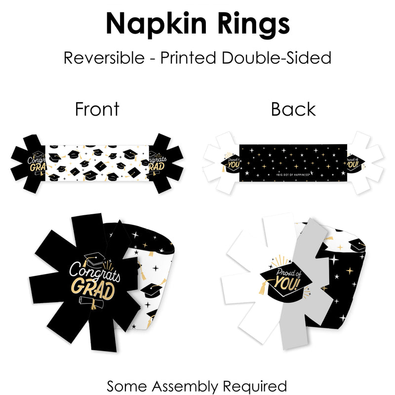 Goodbye High School, Hello College - Graduation Party Paper Napkin Holder - Napkin Rings - Set of 24