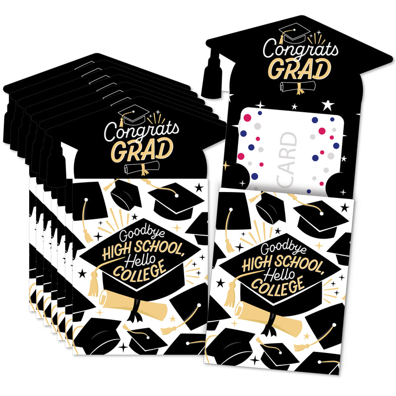 Goodbye High School, Hello College - Graduation Party Money and Gift Card Sleeves - Nifty Gifty Card Holders - Set of 8