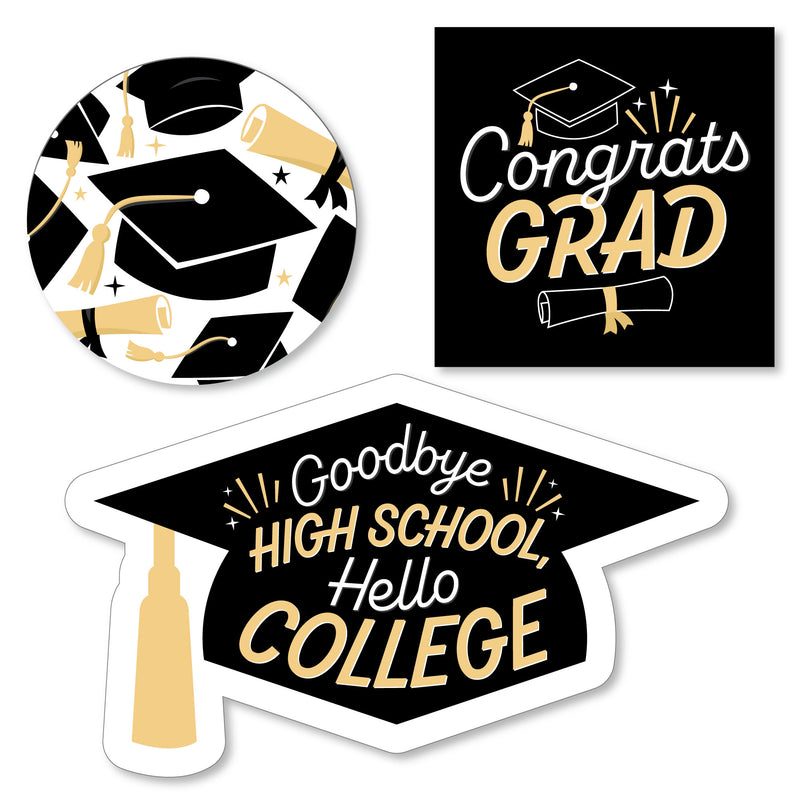 Goodbye High School, Hello College - DIY Shaped Graduation Party Cut-Outs - 24 Count