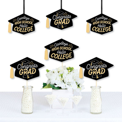 Goodbye High School, Hello College - Grad Cap Decorations DIY Graduation Party Essentials - Set of 20