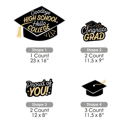 Goodbye High School, Hello College - Yard Sign and Outdoor Lawn Decorations - Graduation Party Yard Signs - Set of 8