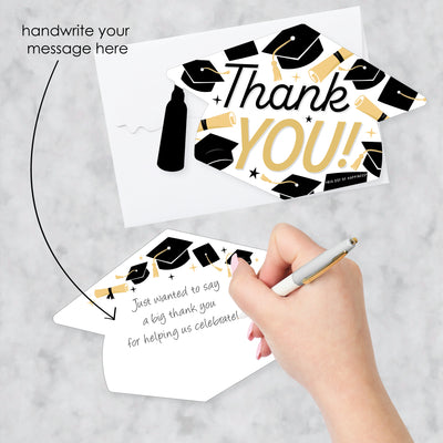 Goodbye High School, Hello College - Shaped Thank You Cards - Graduation Party Thank You Note Cards with Envelopes - Set of 12