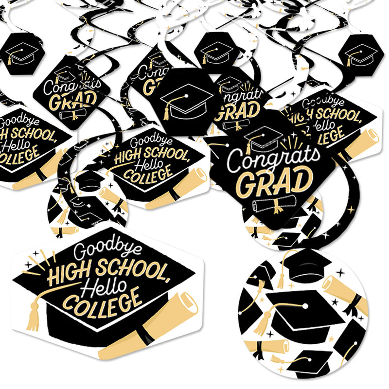 Goodbye High School, Hello College - Graduation Party Hanging Decor - Party Decoration Swirls - Set of 40