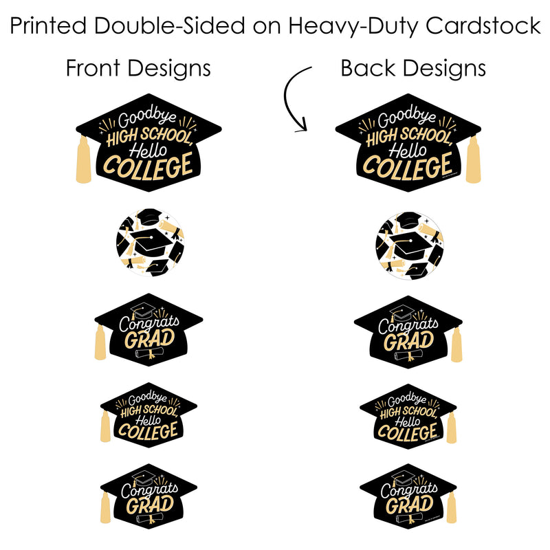 Goodbye High School, Hello College - Graduation Party Centerpiece Sticks - Showstopper Table Toppers - 35 Pieces