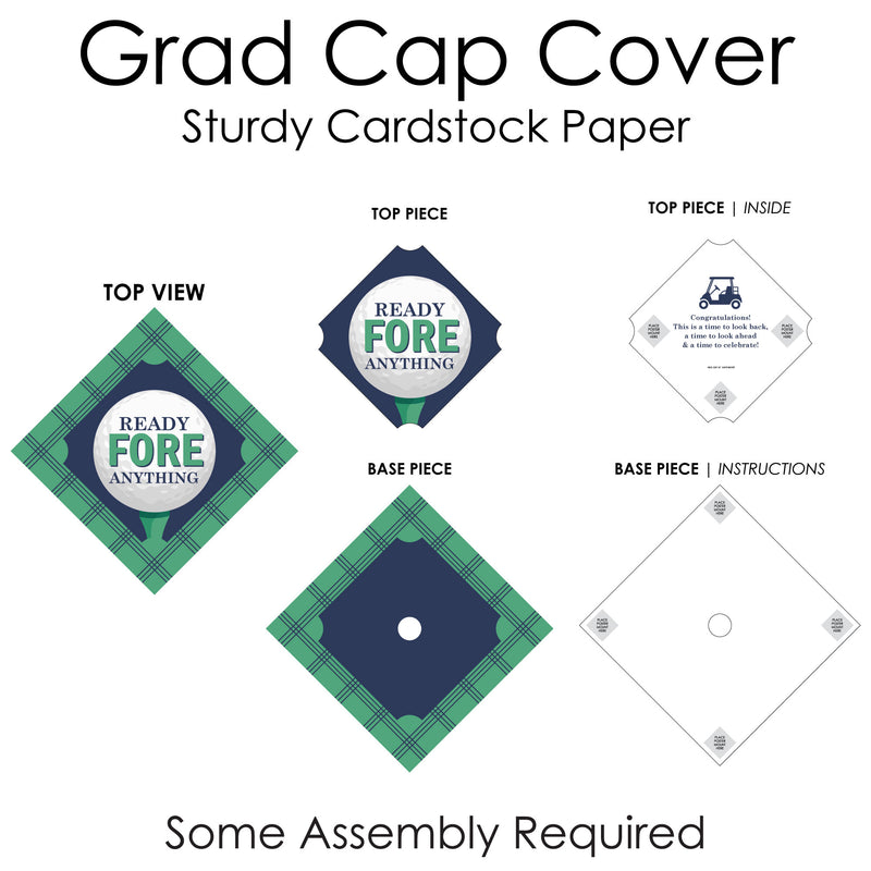 Grad Golf - Graduation Party Cap Decorations Kit - Grad Cap Cover