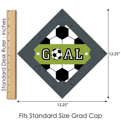Grad Soccer - Graduation Cap Decorations Kit - Grad Cap Cover