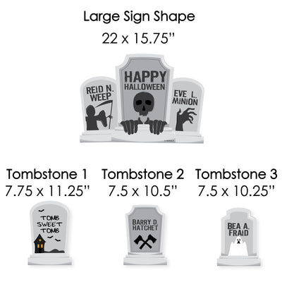 Graveyard Tombstones - Yard Sign & Outdoor Lawn Decorations - Halloween Party Yard Signs - Set of 8