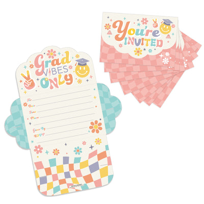 Groovy Grad - Fill-In Cards - Hippie Graduation Party Fold and Send Invitations - Set of 8