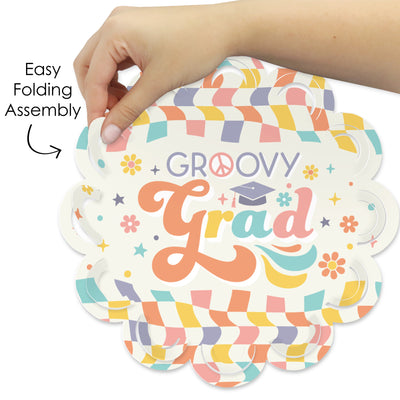 Groovy Grad - Hippie Graduation Party Round Table Decorations - Paper Chargers - Place Setting For 12