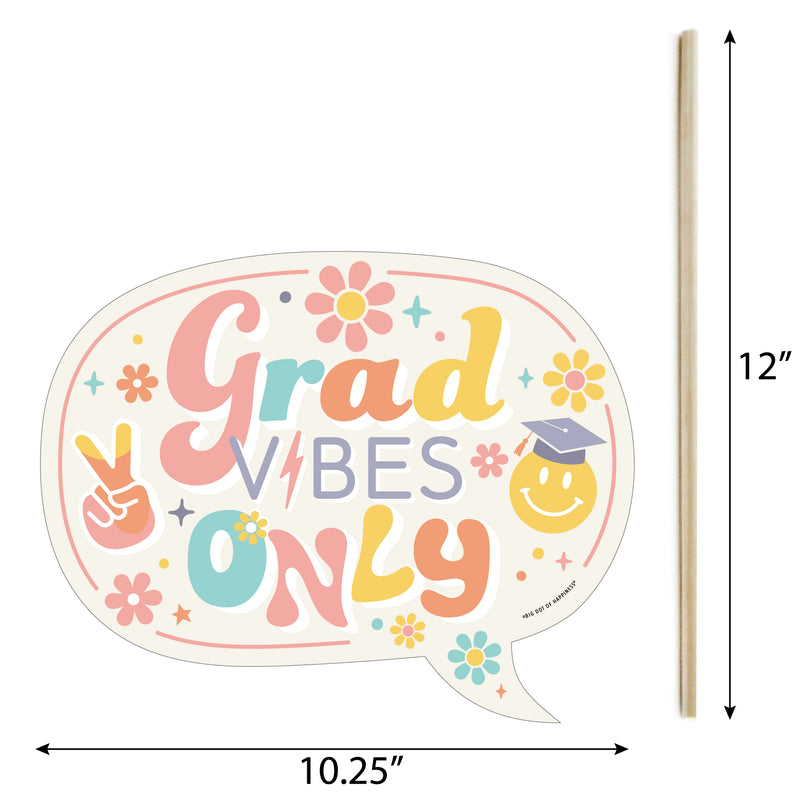 Funny Groovy Grad - Hippie Graduation Party Photo Booth Props Kit - 10 Piece