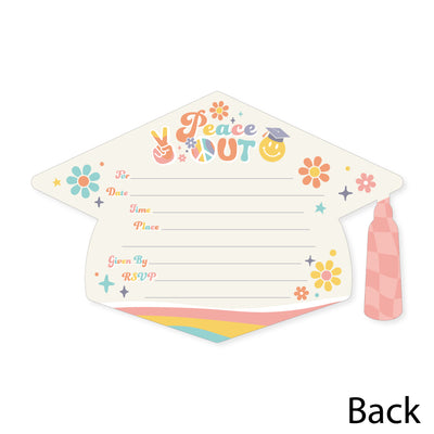 Groovy Grad - Shaped Fill-In Invitations - Hippie Graduation Party Invitation Cards with Envelopes - Set of 12