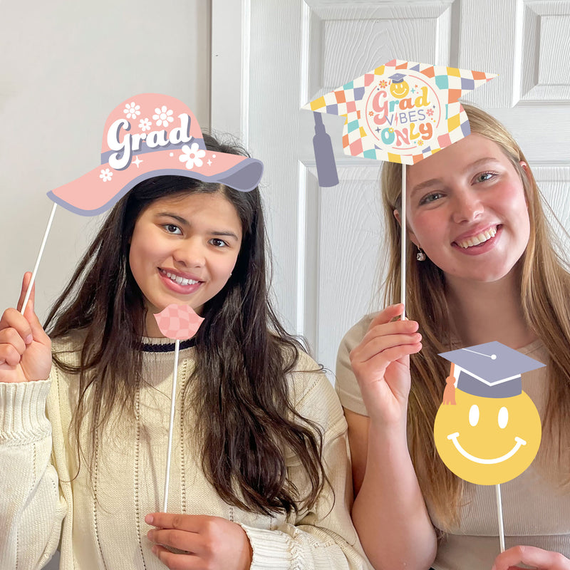 Groovy Grad - Personalized Hippie Graduation Party Photo Booth Props Kit - 20 Count