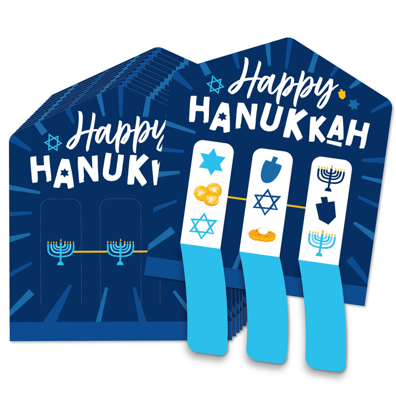 Hanukkah Menorah - Chanukah Holiday Party Game Pickle Cards - Pull Tabs 3-in-a-Row - Set of 12
