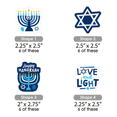 Hanukkah Menorah - DIY Shaped Chanukah Holiday Party Cut-Outs - 24 Count