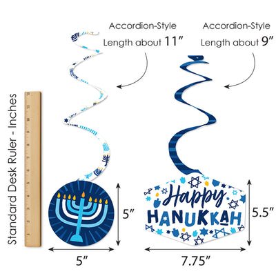 Hanukkah Menorah - Chanukah Holiday Party Hanging Decor - Party Decoration Swirls - Set of 40