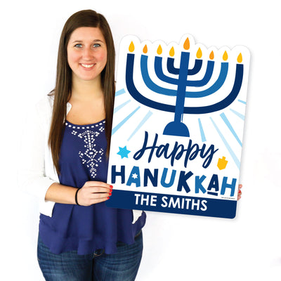 Hanukkah Menorah - Party Decorations - Chanukah Holiday Party Personalized Welcome Yard Sign