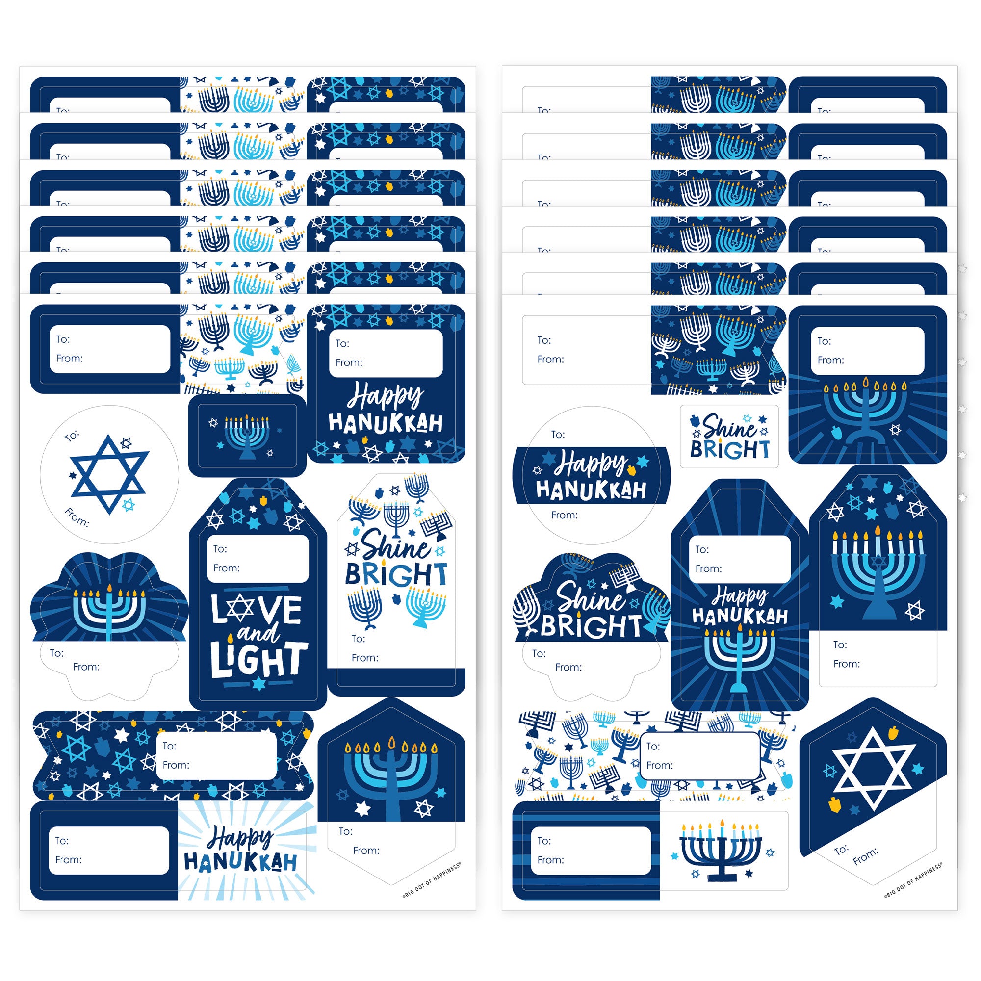 Hanukkah Menorah - Assorted Chanukah Holiday Party Gift Tag Labels - To and From Stickers - 12 Sheets - 120 Stickers | BigDotOfHappiness.com – Big Dot of Happiness LLC hanukkah-menorah-assorted-chanukah-holiday-party-gift-tag-labels-to-and-from-stickers-12-sheets-120-stickers-bigdotofhappiness-com-big-dot-of-happiness-llc