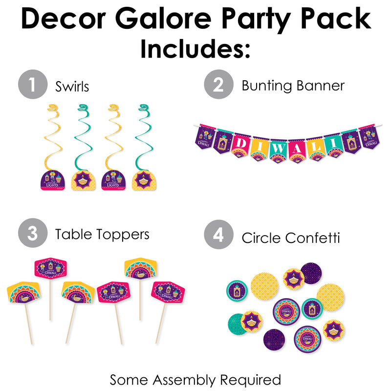 Happy Diwali - Festival of Lights Party Supplies Decoration Kit - Decor Galore Party Pack - 51 Pieces