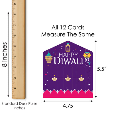 Happy Diwali - Festival of Lights Party Game Pickle Cards - Pull Tabs 3-in-a-Row - Set of 12